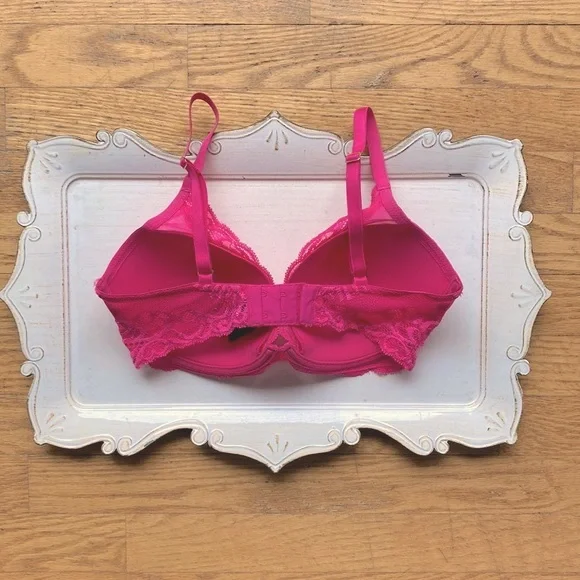 Natori Feathers Plunge Bra Size 32DD Hot Pink - Picture 3 of 7